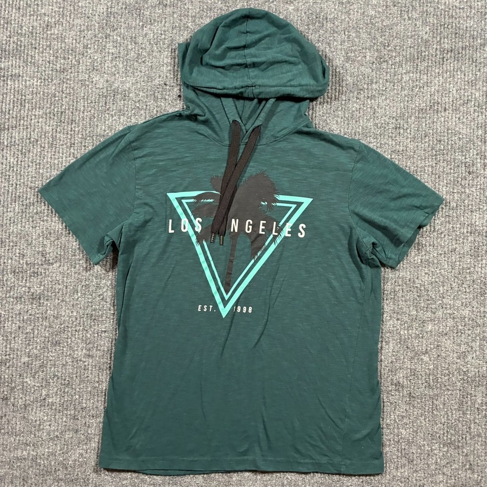 Nintendo Entertainment System NES Hooded T Shirt Large Green Los Angeles Graphic